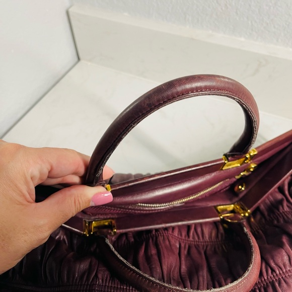 Prada Gaufre Handbag w Eggplant Napa Leather, great condition - Picture 12 of 17